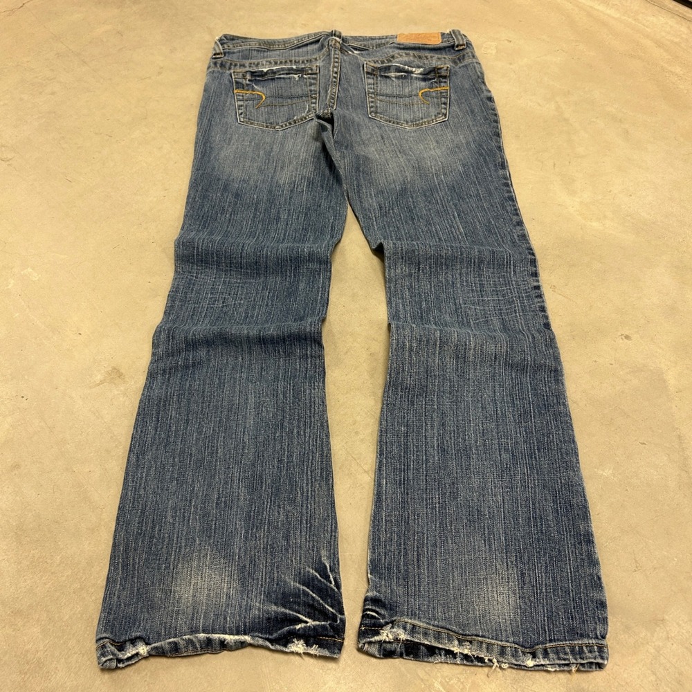 American Eagle Artist Flare Jeans Womens 10 Reg Blue Distressed Stretch Denim